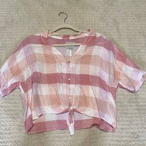 Rails Pink and Cream Plaid Blouse